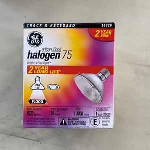 Floodlight. GE 14779 Par30 Edison Halogen 75 Watt. Unopened box of 6.